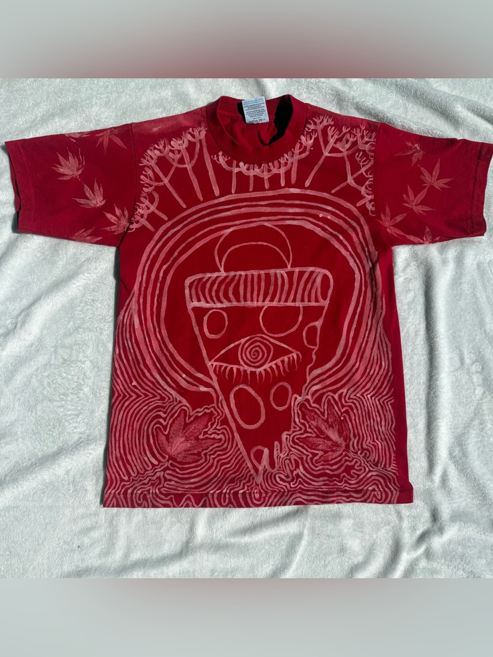 Hand Painted Psychedelic Eyeball Pizza Weed T-shirt